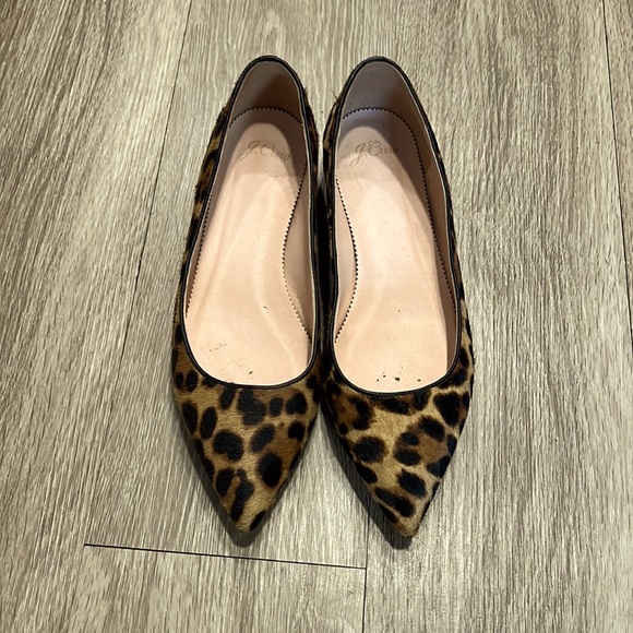 Women's Brown Pointed-toe Flats In Leopard Calf Hair 8.5